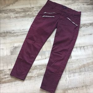 7 for all mankind, oxblood zipper Moto pants, 27
